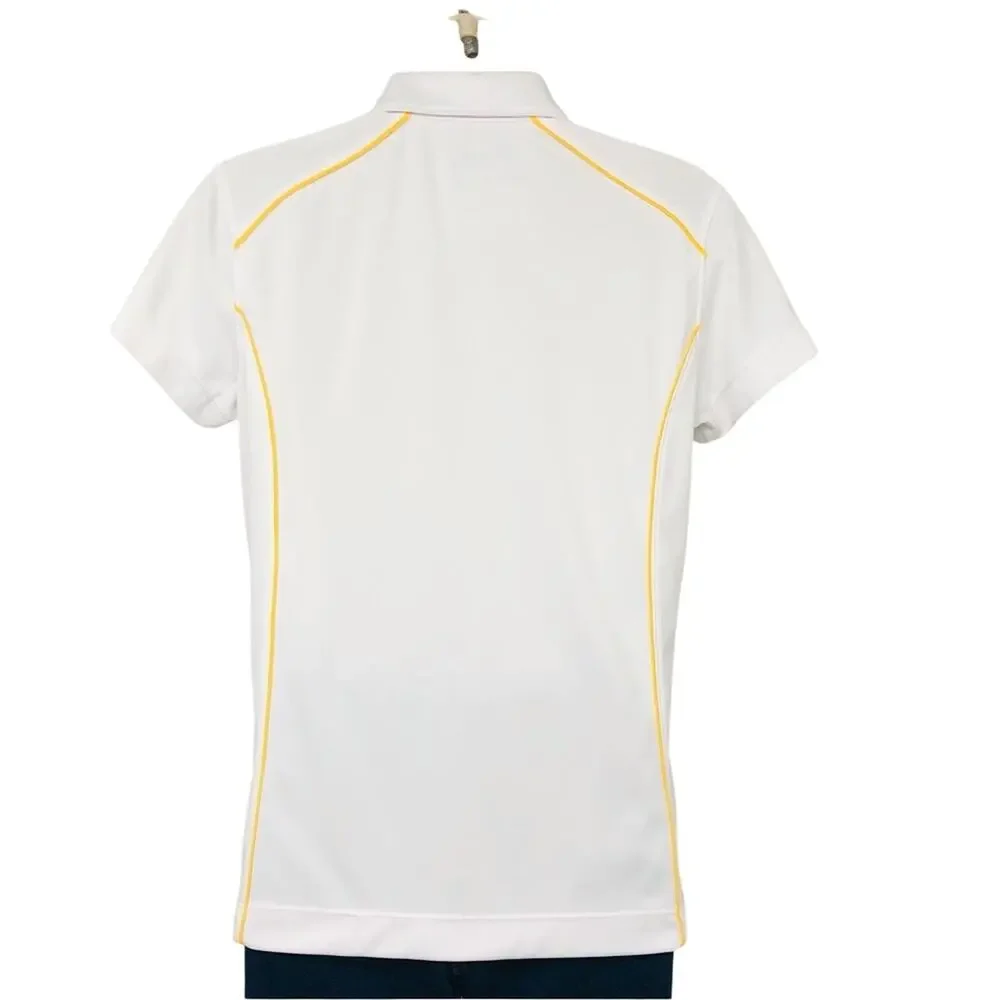 Slazenger White Zip Front Polo Activewear Shirt with Gold Piping Short Sleeve - Picture 2 of 16